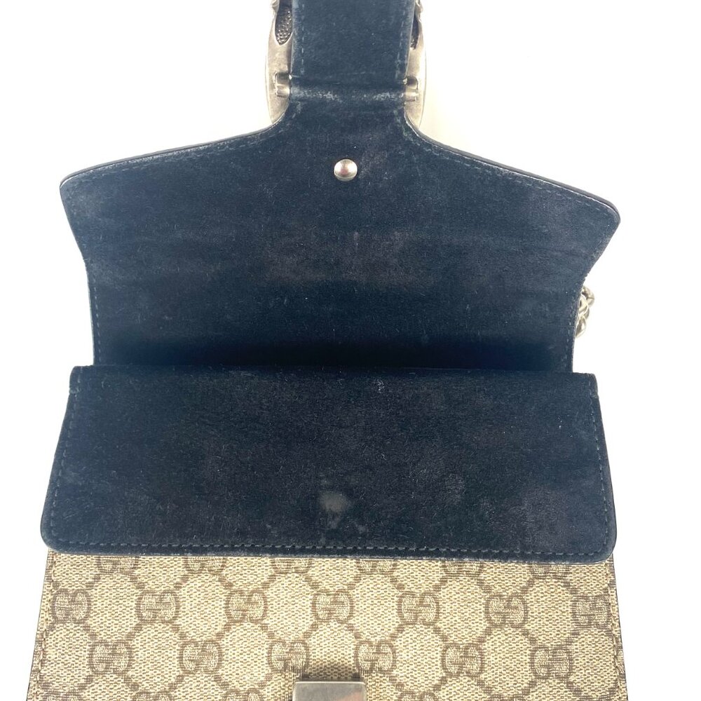 GUCCI GG Monogram Mini Dionysus Shoulder Bag - Taupe with Black Suede - Picture 9 of 12